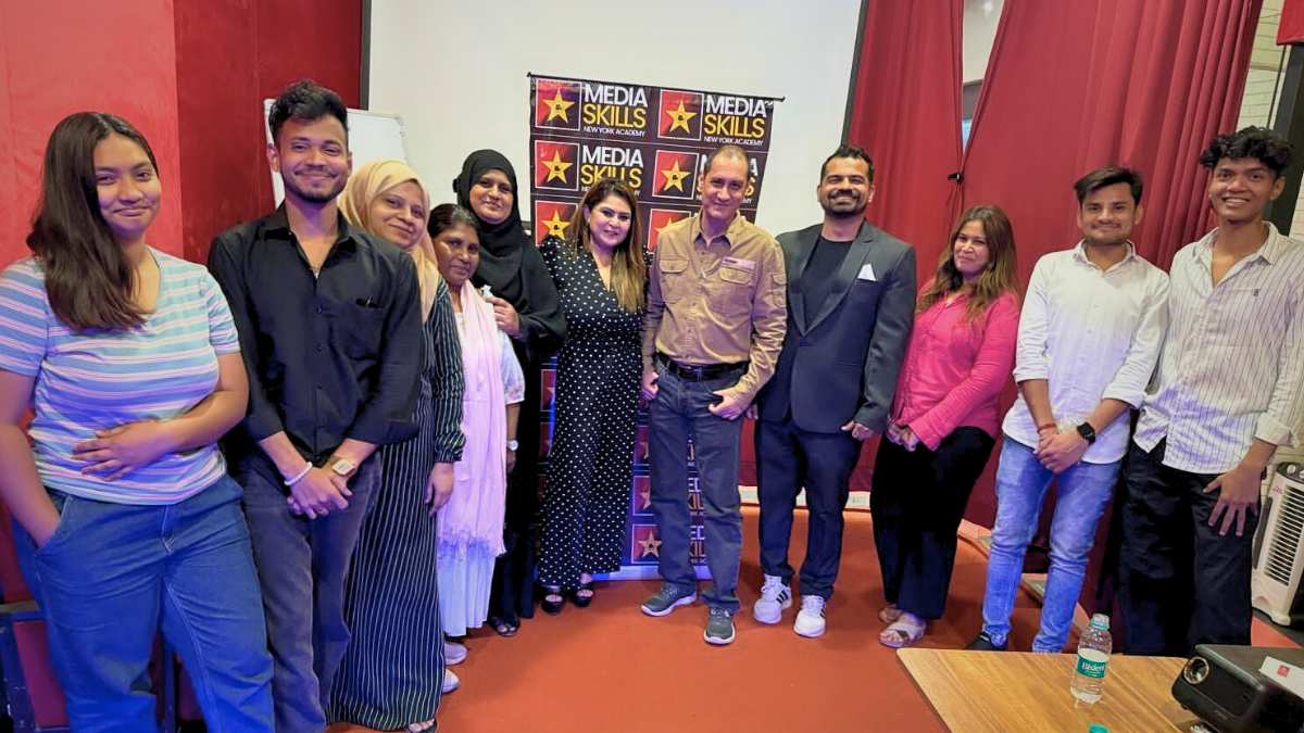 Bollywood PR expert Dale Bhagwagar with the management and select students of 'Media Skills - New York Academy' in Mumbai.